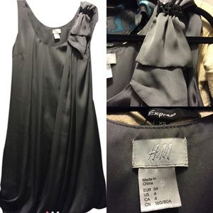 H&M Satin Draped Bubble Hem Beaded Dress